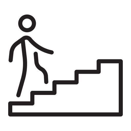 stick figure climbing stairs showing steepness
