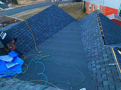 Roof installation in progress